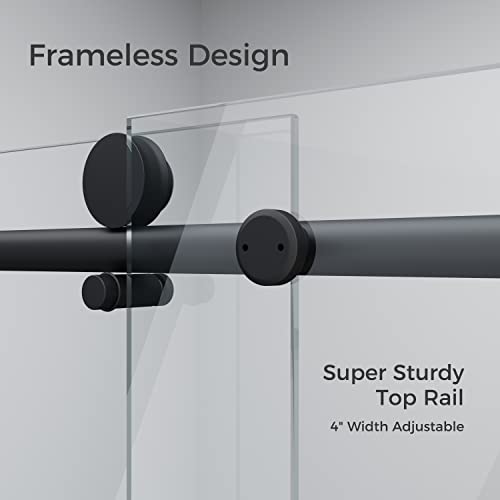 Sliding Glass Door 56-60" W x 59" H Frameless Sliding Bathtub Door, Tub Shower Door, Bathtub Glass Door, Bathtub Shower Door, 5/16" (8mm) Certified Clear Tempered Glass, Stainless Steel Frame, Matte Black