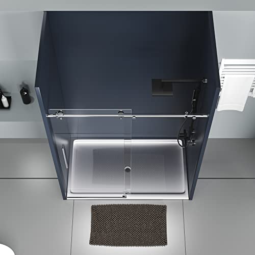 Sliding Glass Door 56-60" W x 59" H Frameless Sliding Bathtub Door, Tub Shower Door, Bathtub Glass Door, Bathtub Shower Door, 5/16" (8mm) Certified Clear Tempered Glass, Stainless Steel Frame, Matte Black