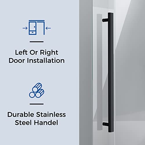 Sliding Glass Door 56-60" W x 59" H Frameless Sliding Bathtub Door, Tub Shower Door, Bathtub Glass Door, Bathtub Shower Door, 5/16" (8mm) Certified Clear Tempered Glass, Stainless Steel Frame, Matte Black