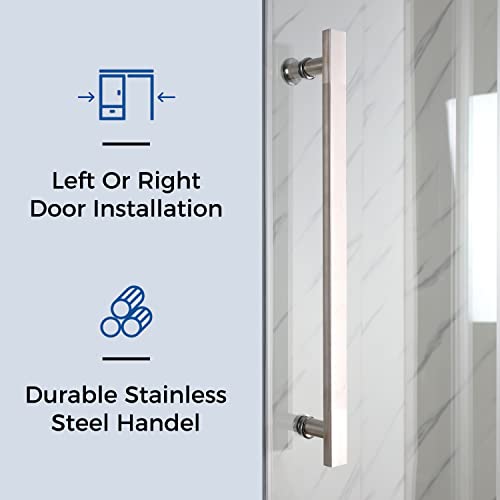 Sliding Glass Door 56-60" W x 59" H Frameless Sliding Bathtub Door, Tub Shower Door, Bathtub Glass Door, Bathtub Shower Door, 5/16" (8mm) Certified Clear Tempered Glass, Stainless Steel Frame, Matte Black