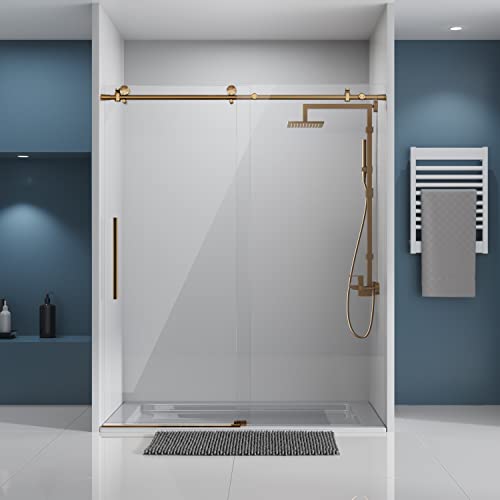 Sliding Glass Door 56-60" W x 59" H Frameless Sliding Bathtub Door, Tub Shower Door, Bathtub Glass Door, Bathtub Shower Door, 5/16" (8mm) Certified Clear Tempered Glass, Stainless Steel Frame, Matte Black
