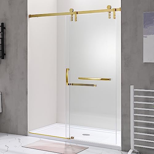 Sliding Glass Door 56-60" W x 59" H Frameless Sliding Bathtub Door, Tub Shower Door, Bathtub Glass Door, Bathtub Shower Door, 5/16" (8mm) Certified Clear Tempered Glass, Stainless Steel Frame, Matte Black