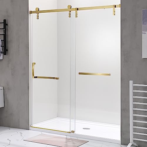 Sliding Glass Door 56-60" W x 59" H Frameless Sliding Bathtub Door, Tub Shower Door, Bathtub Glass Door, Bathtub Shower Door, 5/16" (8mm) Certified Clear Tempered Glass, Stainless Steel Frame, Matte Black