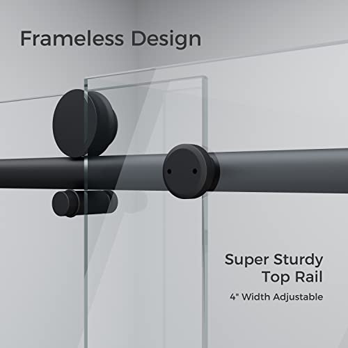 Sliding Glass Door 56-60" W x 59" H Frameless Sliding Bathtub Door, Tub Shower Door, Bathtub Glass Door, Bathtub Shower Door, 5/16" (8mm) Certified Clear Tempered Glass, Stainless Steel Frame, Matte Black