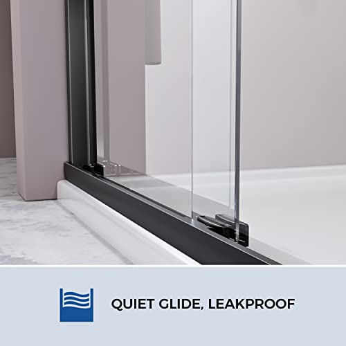 Sliding Glass Door 56-60 in. Frameless Shower Door, Bathroom Sliding Shower Door, 5/16" (8mm) Clear Tempered Glass, SGCC Tempered Glass Door with Explosion-Proof Film