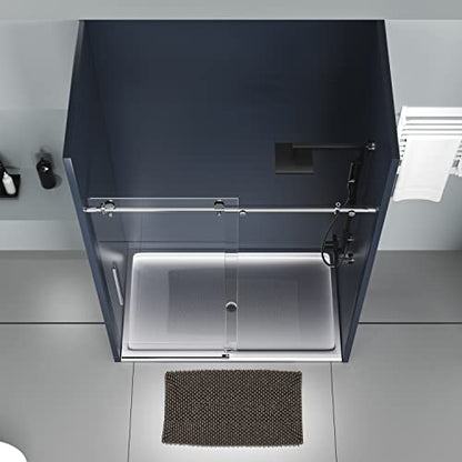 Sliding Glass Door 56-60" W x 59" H Frameless Sliding Bathtub Door, Tub Shower Door, Bathtub Glass Door, Bathtub Shower Door, 5/16" (8mm) Certified Clear Tempered Glass, Stainless Steel Frame, Matte Black