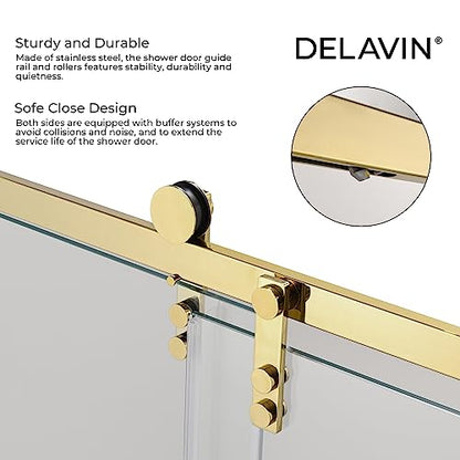 Sliding Glass Door 56-60 in. Frameless Shower Door, Bathroom Sliding Shower Door, 5/16" (8mm) Clear Tempered Glass, SGCC Tempered Glass Door with Explosion-Proof Film