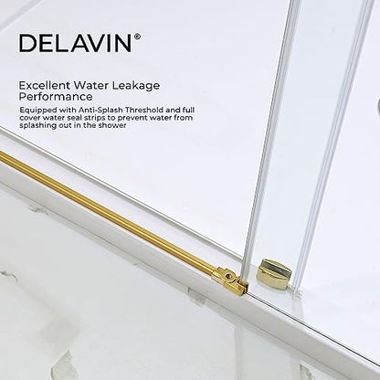 Sliding Glass Door 56-60 in. Frameless Shower Door, Bathroom Sliding Shower Door, 5/16" (8mm) Clear Tempered Glass, SGCC Tempered Glass Door with Explosion-Proof Film