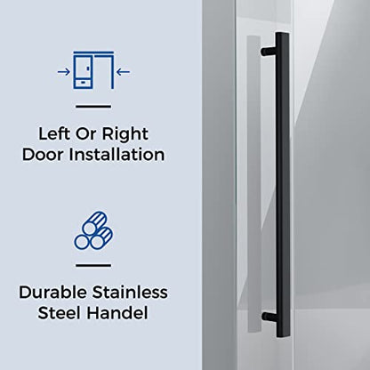 Sliding Glass Door 56-60 in. Frameless Shower Door, Bathroom Sliding Shower Door, 5/16" (8mm) Clear Tempered Glass, SGCC Tempered Glass Door with Explosion-Proof Film