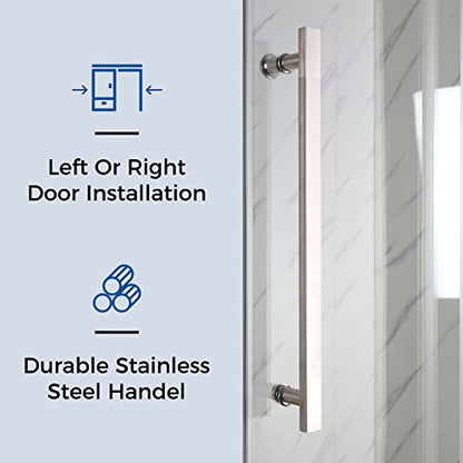 Sliding Glass Door 56-60" W x 59" H Frameless Sliding Bathtub Door, Tub Shower Door, Bathtub Glass Door, Bathtub Shower Door, 5/16" (8mm) Certified Clear Tempered Glass, Stainless Steel Frame, Matte Black