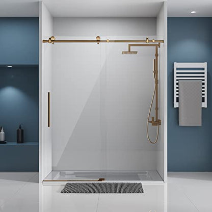 Sliding Glass Door 56-60 in. Frameless Shower Door, Bathroom Sliding Shower Door, 5/16" (8mm) Clear Tempered Glass, SGCC Tempered Glass Door with Explosion-Proof Film