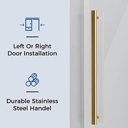 Sliding Glass Door 56-60 in. Frameless Shower Door, Bathroom Sliding Shower Door, 5/16" (8mm) Clear Tempered Glass, SGCC Tempered Glass Door with Explosion-Proof Film