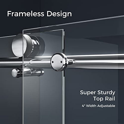 Sliding Glass Door 56-60" W x 59" H Frameless Sliding Bathtub Door, Tub Shower Door, Bathtub Glass Door, Bathtub Shower Door, 5/16" (8mm) Certified Clear Tempered Glass, Stainless Steel Frame, Matte Black