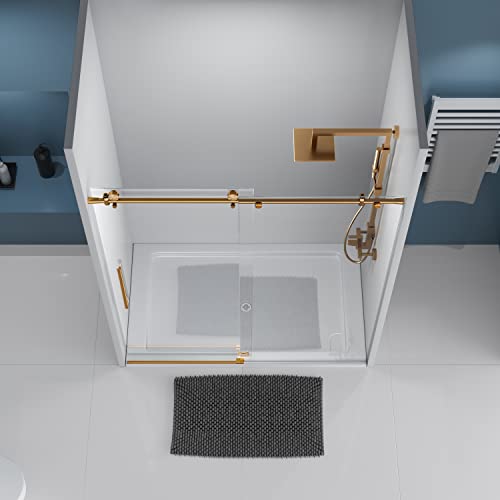 Sliding Glass Door 56-60 in. Frameless Shower Door, Bathroom Sliding Shower Door, 5/16" (8mm) Clear Tempered Glass, SGCC Tempered Glass Door with Explosion-Proof Film