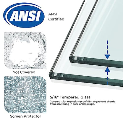 Sliding Glass Door 56-60 in. Frameless Shower Door, Bathroom Sliding Shower Door, 5/16" (8mm) Clear Tempered Glass, SGCC Tempered Glass Door with Explosion-Proof Film