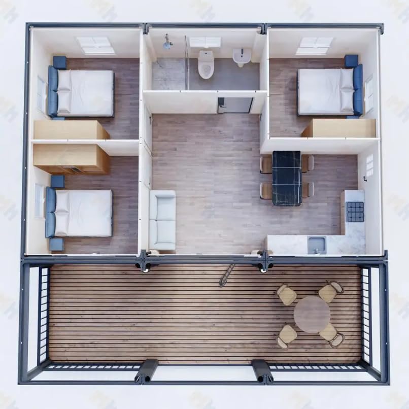 Prefab Mobile Container Home w/Bathroom – Kitchen, 2-3 Bedroom Modern Living Rooms + Pre-Wired (20FT)