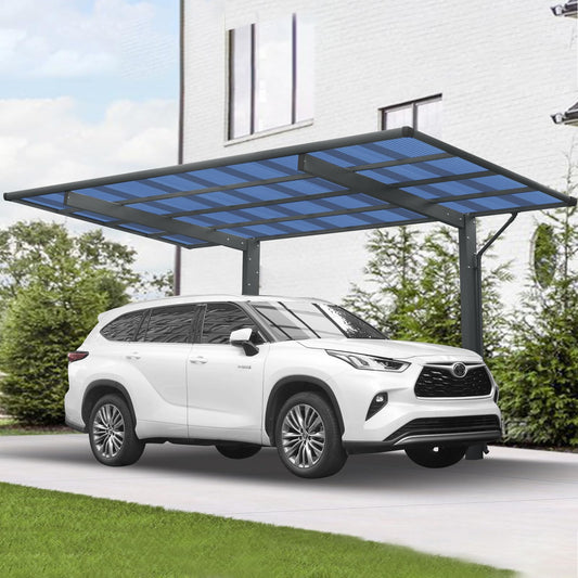 Modern Outdoor Carport,  Single Carport Aluminum Metal Frame and Polycarbonate Panels Car Port for Outdoor Driveway Car, Truck