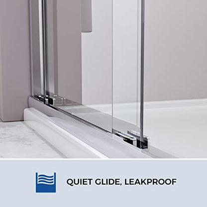 Sliding Glass Door 56-60" W x 59" H Frameless Sliding Bathtub Door, Tub Shower Door, Bathtub Glass Door, Bathtub Shower Door, 5/16" (8mm) Certified Clear Tempered Glass, Stainless Steel Frame, Matte Black