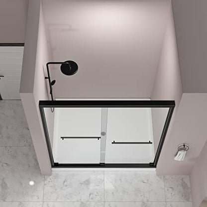 Sliding Glass Door 56-60" W x 59" H Frameless Sliding Bathtub Door, Tub Shower Door, Bathtub Glass Door, Bathtub Shower Door, 5/16" (8mm) Certified Clear Tempered Glass, Stainless Steel Frame, Matte Black