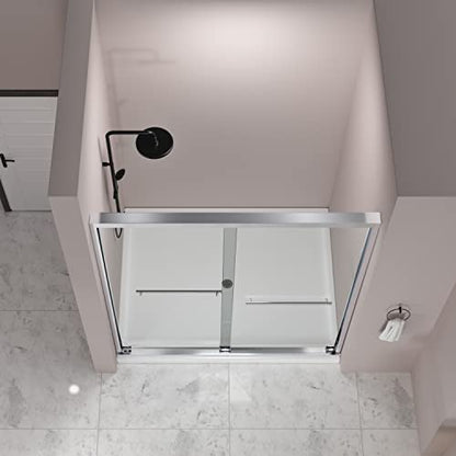Sliding Glass Door 56-60" W x 59" H Frameless Sliding Bathtub Door, Tub Shower Door, Bathtub Glass Door, Bathtub Shower Door, 5/16" (8mm) Certified Clear Tempered Glass, Stainless Steel Frame, Matte Black