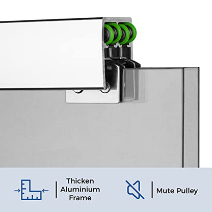 Sliding Glass Door 56-60" W x 59" H Frameless Sliding Bathtub Door, Tub Shower Door, Bathtub Glass Door, Bathtub Shower Door, 5/16" (8mm) Certified Clear Tempered Glass, Stainless Steel Frame, Matte Black