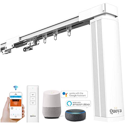 Smart Curtains, Electric Curtain Track with Automated Rail Motorized and (up to 3 metres / 118 inches) - Quoya WiFi Motor compatible with Alexa