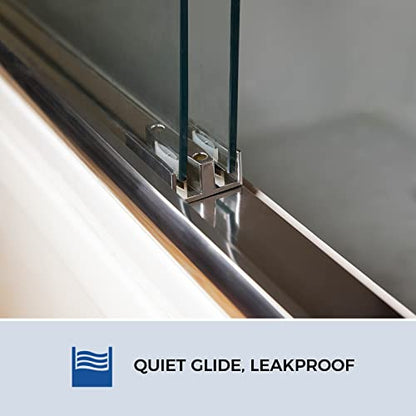 Sliding Glass Door 56-60" W x 59" H Frameless Sliding Bathtub Door, Tub Shower Door, Bathtub Glass Door, Bathtub Shower Door, 5/16" (8mm) Certified Clear Tempered Glass, Stainless Steel Frame, Matte Black