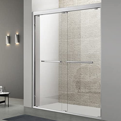 Sliding Glass Door 56-60" W x 59" H Frameless Sliding Bathtub Door, Tub Shower Door, Bathtub Glass Door, Bathtub Shower Door, 5/16" (8mm) Certified Clear Tempered Glass, Stainless Steel Frame, Matte Black