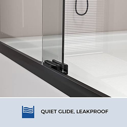 Sliding Glass Door 56-60" W x 59" H Frameless Sliding Bathtub Door, Tub Shower Door, Bathtub Glass Door, Bathtub Shower Door, 5/16" (8mm) Certified Clear Tempered Glass, Stainless Steel Frame, Matte Black