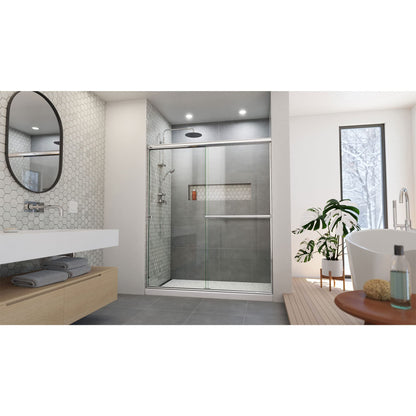Shower Sliding Glass Door -60 in. W x 70 3/8 in. H Semi-Frameless Sliding Shower Door in Chrome and Clear Glass