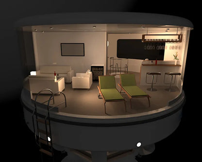 Submarine Boat -  1bed 1Bath, kitchen and living room.